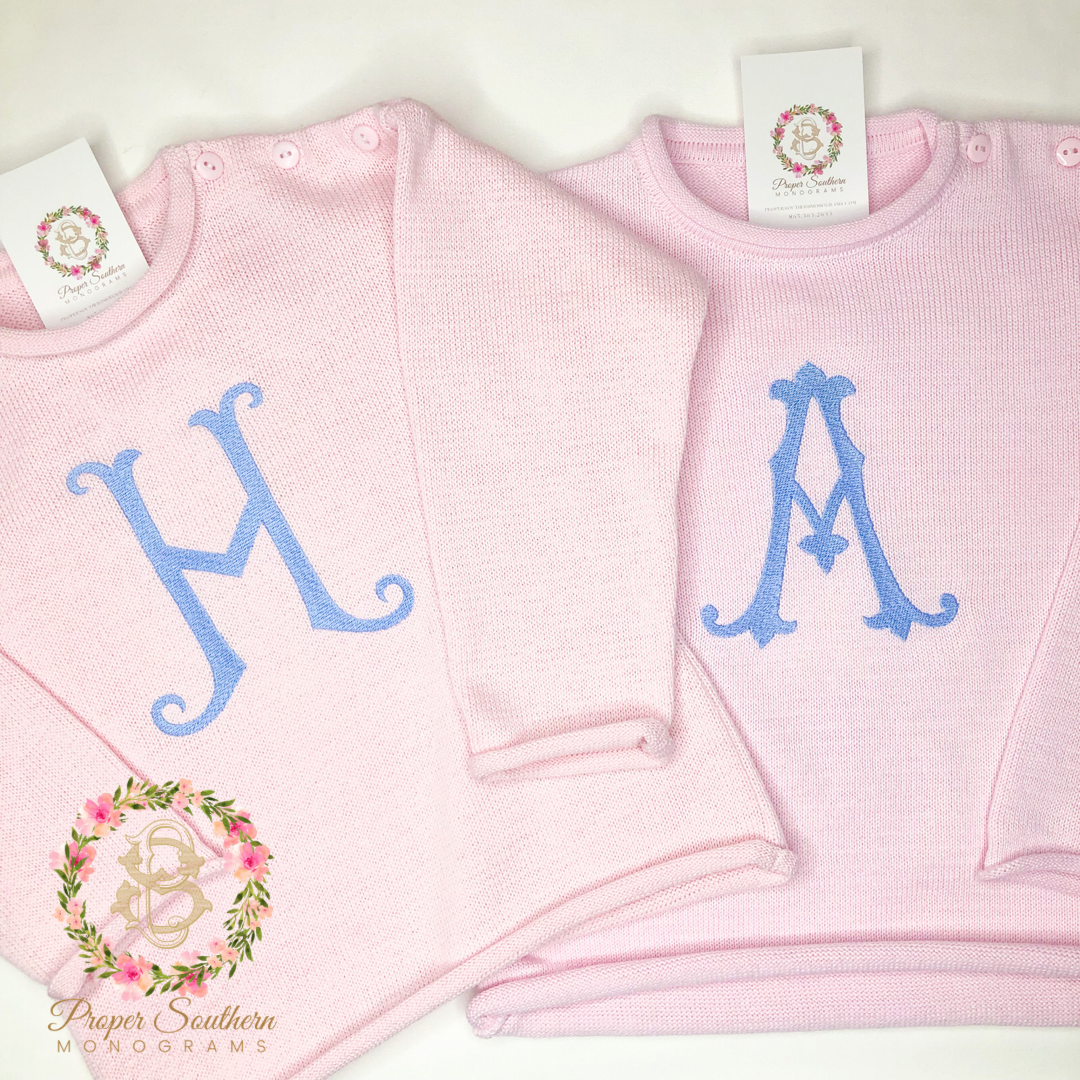 Monogrammed Cardigan Sweater Kids Child Girls Rollneck Monogram Boys Unisex  Baby Toddler Children