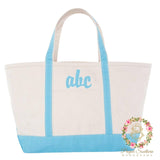 monorammed light baby blue canvas tote bag lands end boat tote