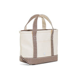 MINI TOTE - COATED CANVAS NATURAL With GINGHAM COCO TRIM