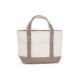 MINI TOTE - COATED CANVAS NATURAL With GINGHAM COCO TRIM