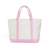 MAXI TOTE - COATED CANVAS NAT With GINGHAM PINK TRIM
