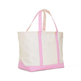 MAXI TOTE - COATED CANVAS NAT With GINGHAM PINK TRIM