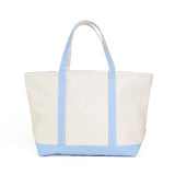 MAXI TOTE - COATED CANVAS NATURAL with SKY TRIM