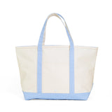 MAXI TOTE - COATED CANVAS NATURAL with SKY TRIM