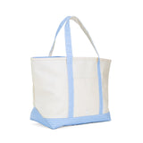 MAXI TOTE - COATED CANVAS NATURAL with SKY TRIM