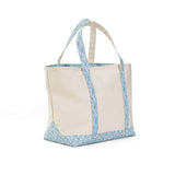 MAXI TOTE - COATED CANVAS Large NATURAL With HAMPTONS FLORAL TRIM