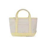 MINI TOTE - COATED CANVAS NATURAL With GINGHAM BUTTERCUP TRIM