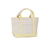 MINI TOTE - COATED CANVAS NATURAL With GINGHAM BUTTERCUP TRIM