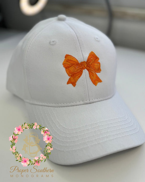 White Baseball Cap with Bow