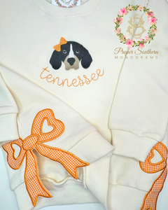 Tennessee Hound Girly Sweatshirt with Appliqué Side Bows