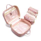 LUXE TRVL 2 Cosmetic Toiletry Case - MARSEILLE with Pink Pinstripe Liner