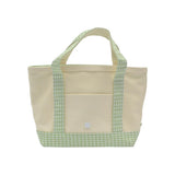 MINI TOTE - COATED CANVAS NATURAL With GINGHAM LEAF TRIM