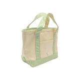 MINI TOTE - COATED CANVAS NATURAL With GINGHAM LEAF TRIM