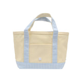 MINI TOTE - COATED CANVAS NATURAL With GINGHAM MIST TRIM
