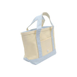 MINI TOTE - COATED CANVAS NATURAL With GINGHAM MIST TRIM