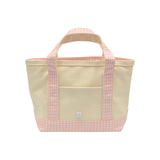 MINI TOTE - COATED CANVAS NATURAL With GINGHAM TAFFY TRIM