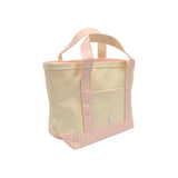 MINI TOTE - COATED CANVAS NATURAL With GINGHAM TAFFY TRIM