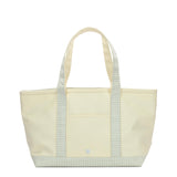 MEDIUM TOTE - COATED CANVAS NATURAL with GINGHAM PEARL GREY TRIM