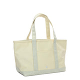 MEDIUM TOTE - COATED CANVAS NATURAL with GINGHAM PEARL GREY TRIM