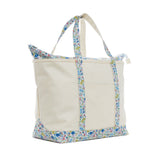 MAXI TOTE - COATED CANVAS Large NATURAL With POSIES TRIM