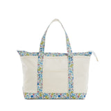 MEDIUM TOTE - COATED CANVAS NATURAL with POSIES TRIM