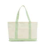 MEDIUM TOTE - COATED CANVAS NATURAL with GINGHAM LEAF TRIM *ETA Ship 1/30