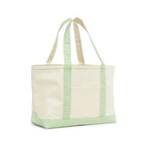 MEDIUM TOTE - COATED CANVAS NATURAL with GINGHAM LEAF TRIM *ETA Ship 1/30