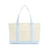 MEDIUM TOTE - COATED CANVAS NATURAL with GINGHAM MIST TRIM