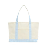 MEDIUM TOTE - COATED CANVAS NATURAL with GINGHAM MIST TRIM