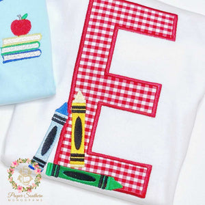 Single Initial Applique Monogrammed Back to School Shirt