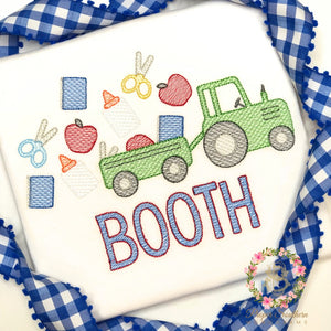 Back to School Monogrammed Tractor with School Supplies Shirt