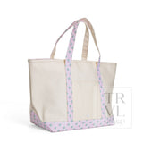 MAXI TOTE - COATED CANVAS Large NATURAL With PETITE FLEUR PINK TRIM