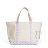 MAXI TOTE - COATED CANVAS Large NATURAL With PETITE FLEUR PINK TRIM