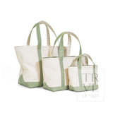 MINI TOTE - COATED CANVAS NATURAL With GINGHAM MOSS TRIM