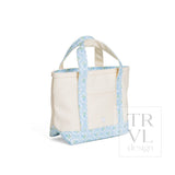 MINI TOTE - COATED CANVAS NATURAL With PETITE FLEUR BLUE TRIM