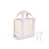 MINI TOTE - COATED CANVAS NATURAL With PETITE FLEUR PINK TRIM