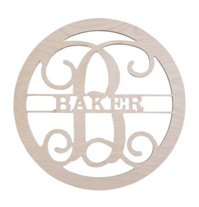 Wooden Monogram - Single Initial With Name