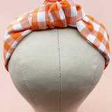 Orange & White Gingham Knotted Headband