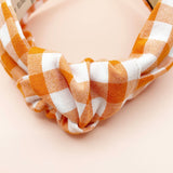 Orange & White Gingham Knotted Headband