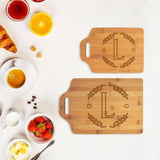 Laurel Wreath with Single Initial Two Tone Cutting Board