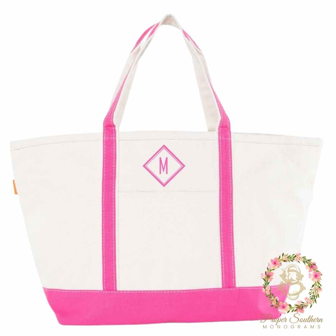 Large Boat Tote with Embroidered Shadow Monogram FREE SHIP/Grad