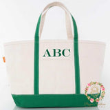 monorammed green canvas tote bag lands end boat tote