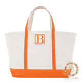 monorammed orangw canvas tote bag lands end boat tote