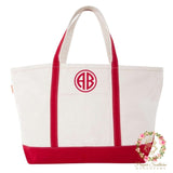 monorammed red canvas tote bag lands end boat tote