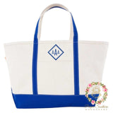 monorammed royal blue canvas tote bag lands end boat tote
