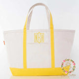 monorammed yellow canvas tote bag lands end boat tote