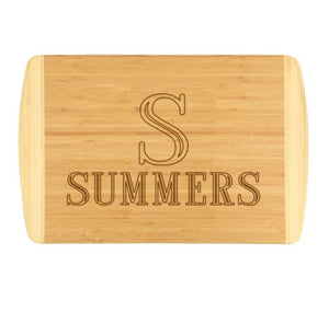 Single Initial and Name Two Tone Cutting Board